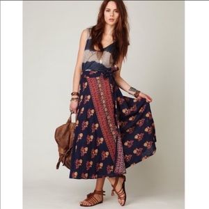 Free People floral Cantina Linen Wrap Skirt M